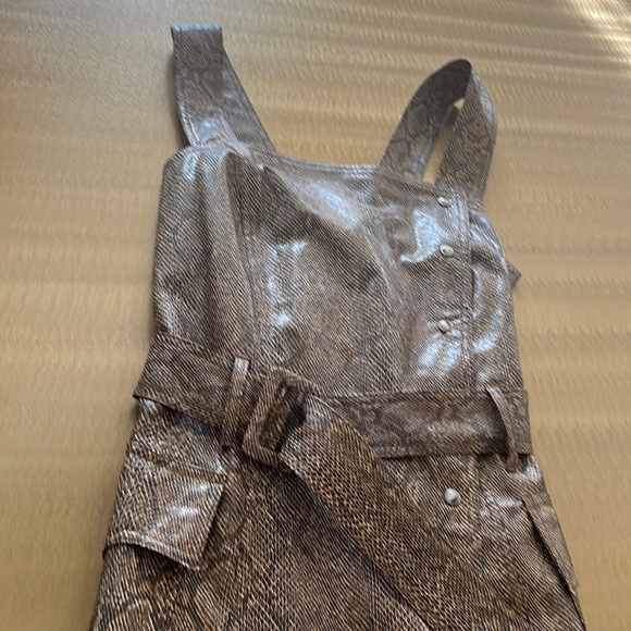 Nanushka lorena belted snake effect vegan leather mini  Dress - Picture 4 of 11